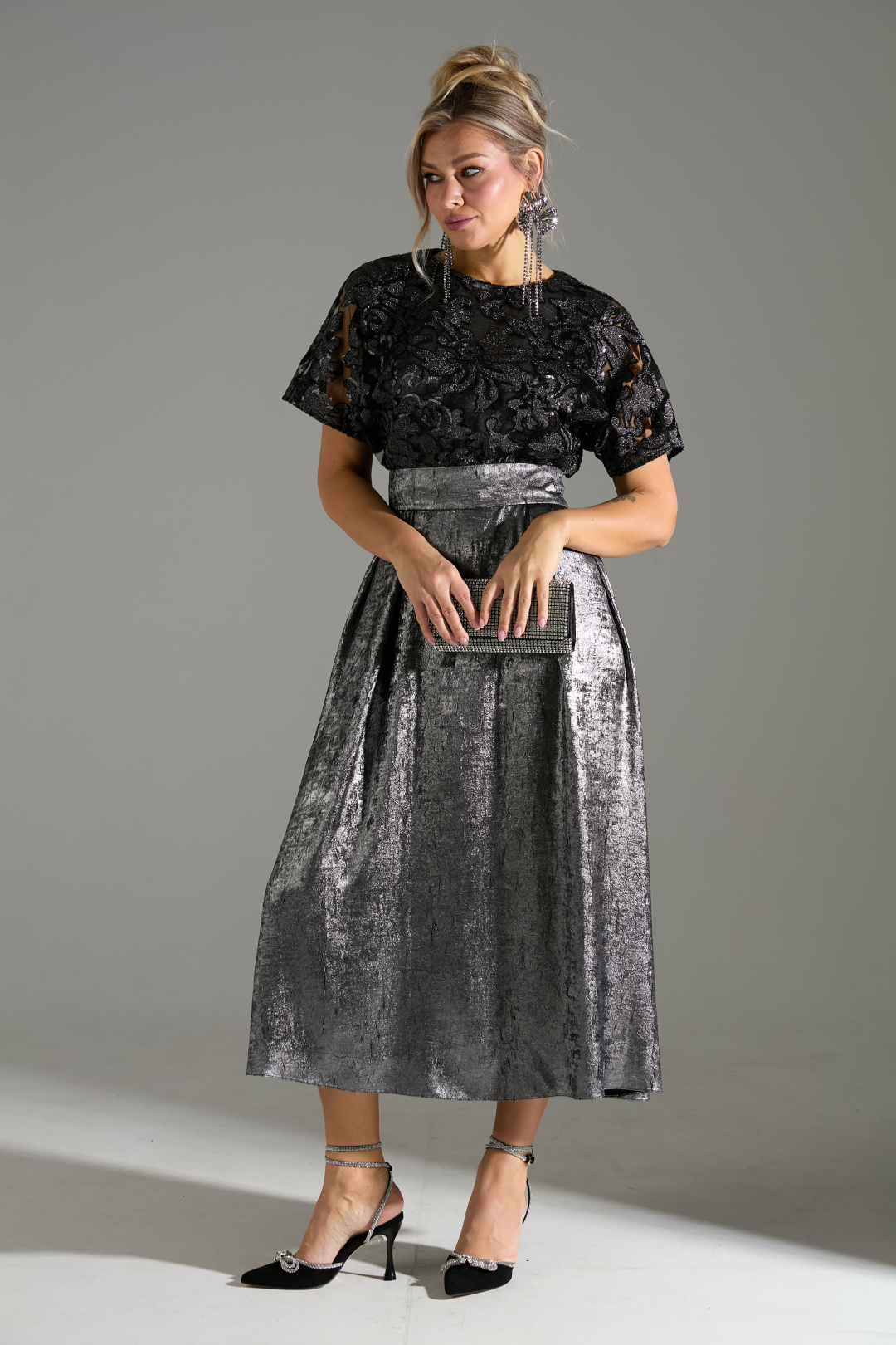 Платье Лаборатория Моды М 76 серый шиммер - фото 2