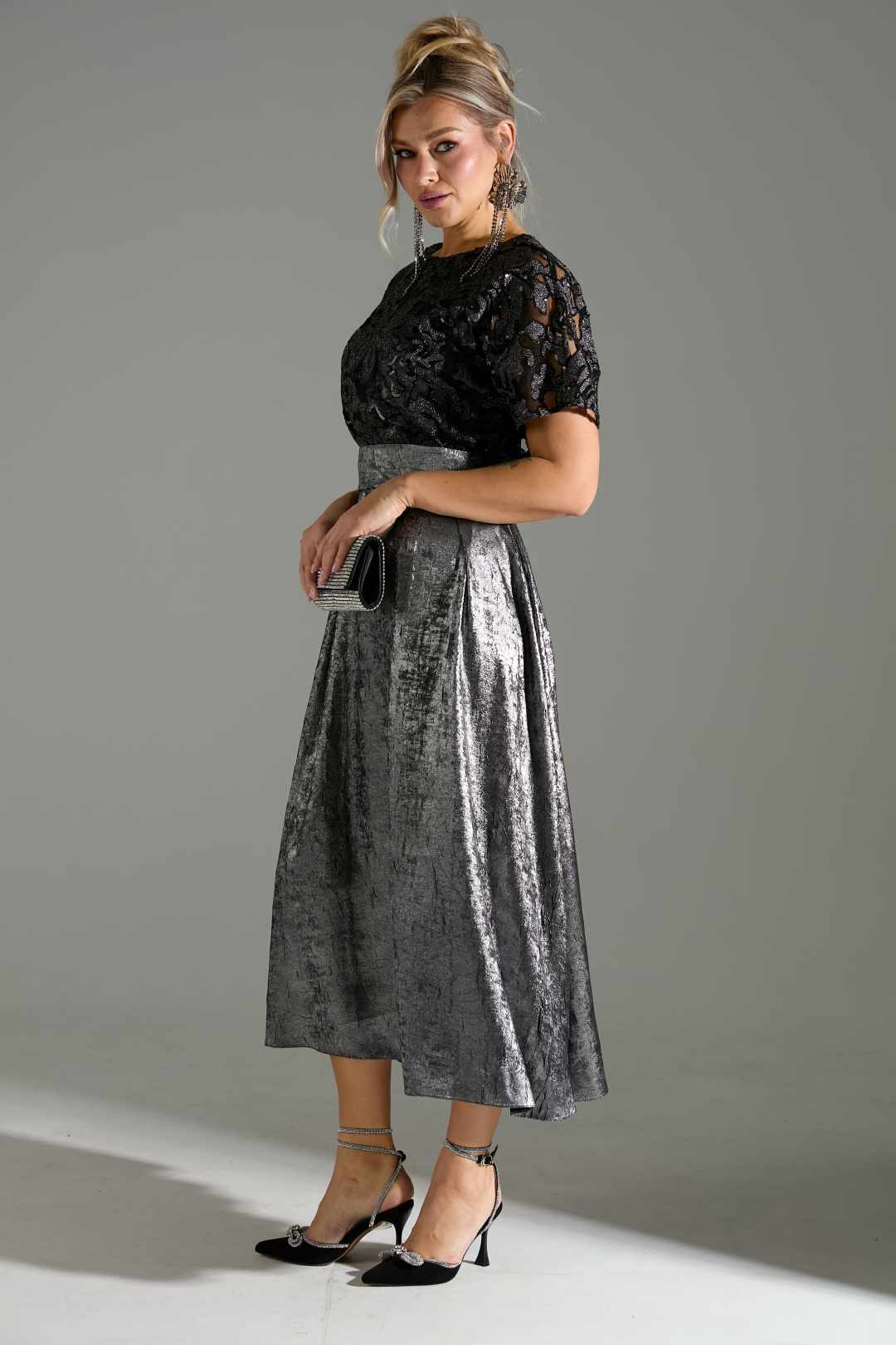 Платье Лаборатория Моды М 76 серый шиммер - фото 5