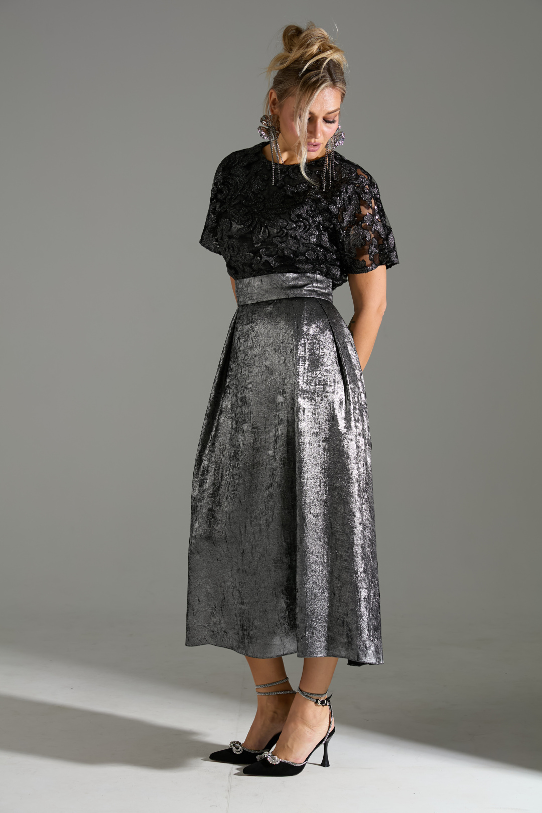 Платье Лаборатория Моды М 76 серый шиммер - фото 6