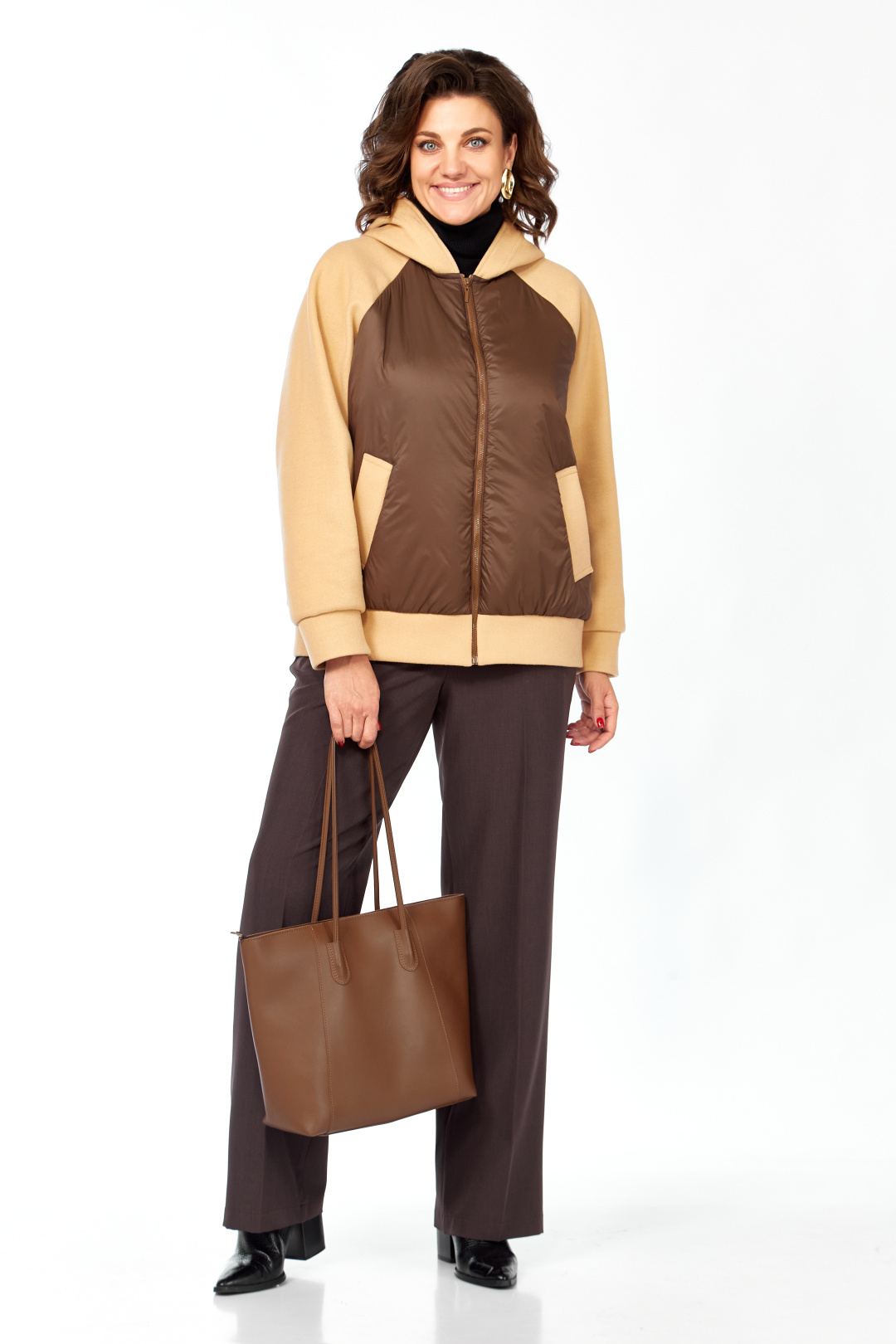 Куртка LadySecret 9011 бежевый-шоколад - фото 2