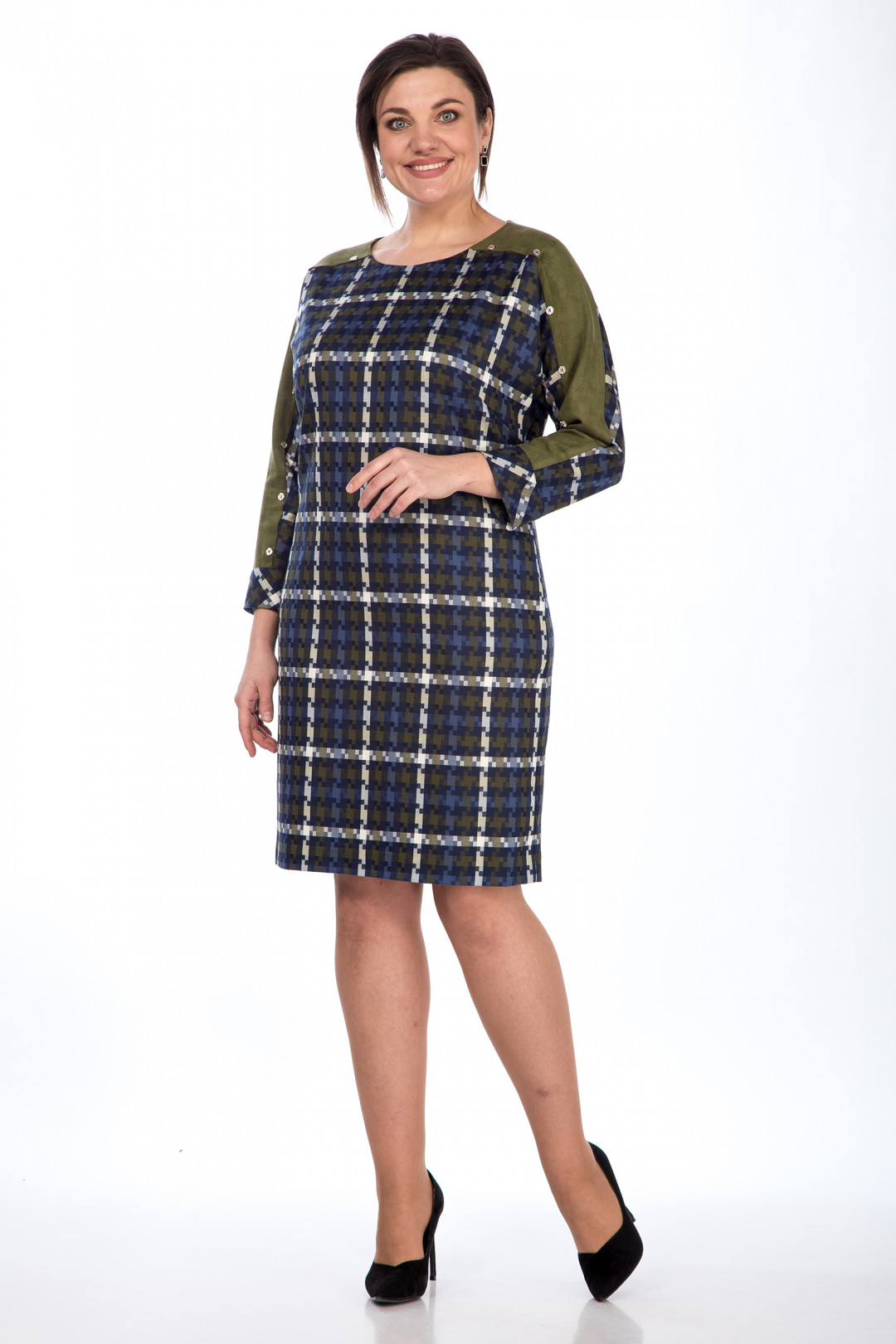 Платье LadyStyleClassic 1007 синий с зеленым