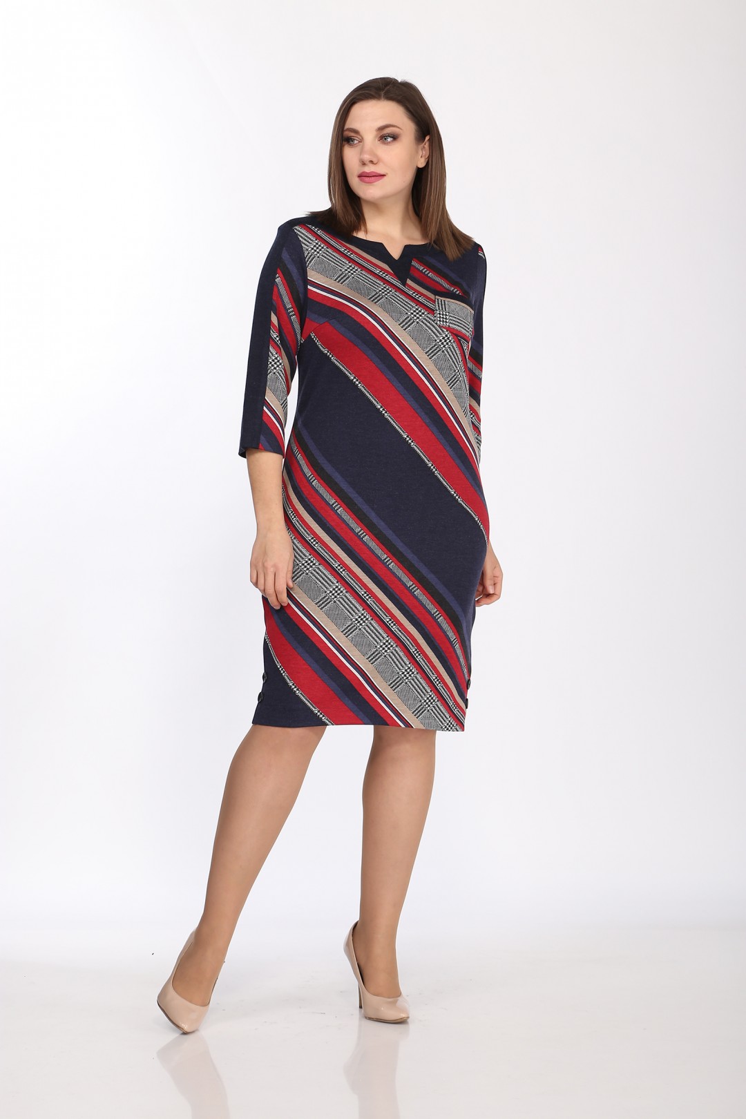 Платье LadyStyleClassic 1123/10 Темно-синий с красным