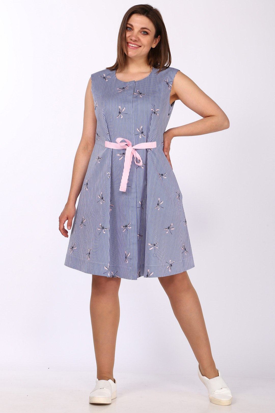 Платье LadyStyleClassic 1278 Синий с розовым - фото 1