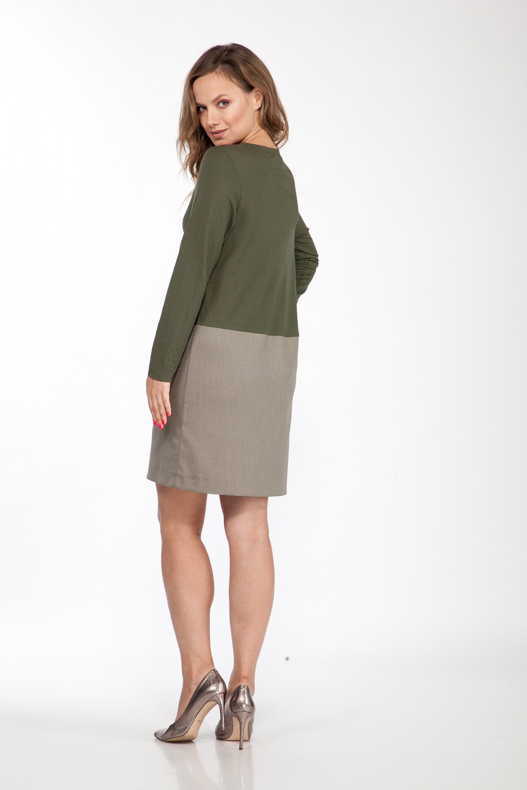 Платье LadyStyleClassic 1529 хаки - фото 2