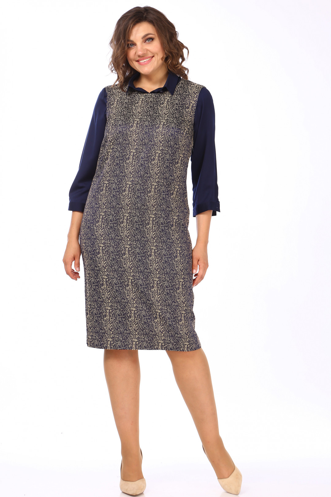 Костюм LadyStyleClassic 1734/3 Темно-синий с бежевым