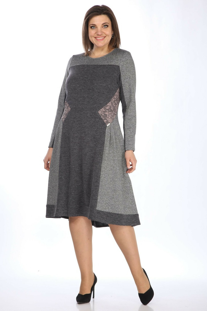 Платье LadyStyleClassic 1746 Серый с розовым