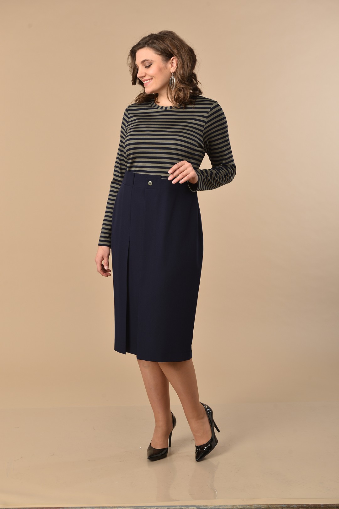 Платье LadyStyleClassic 1940 темно-синий с хаки