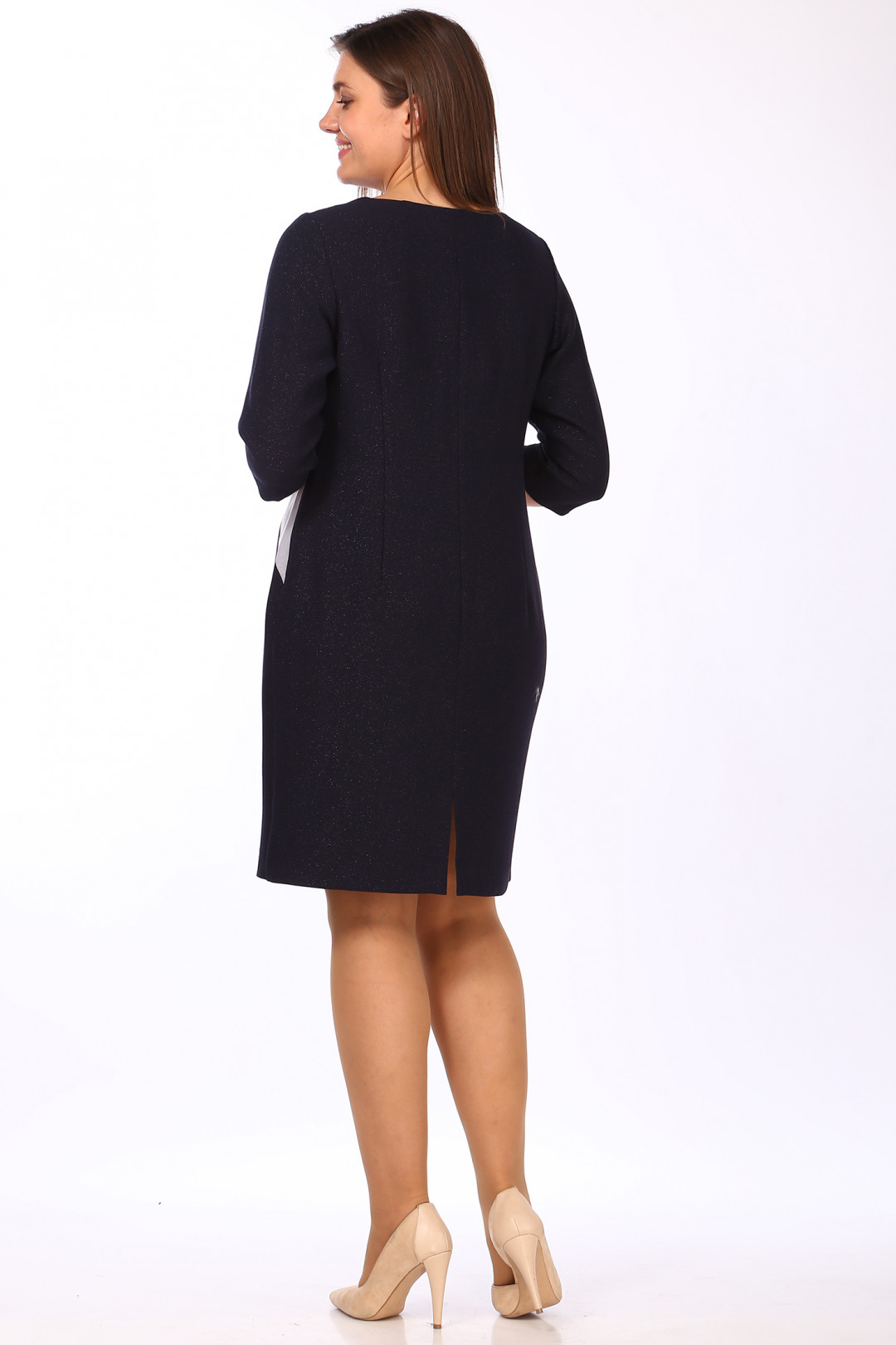 Платье LadyStyleClassic 566 Темно-синий с серым - фото 3