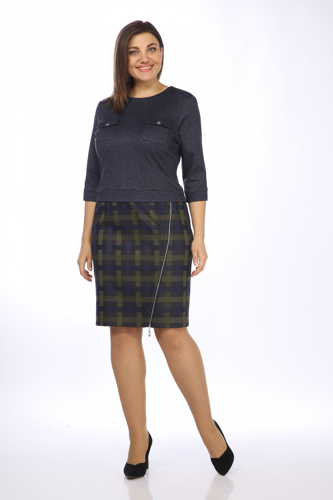 Платье LadyStyleClassic 900/2 Синий с зеленым - фото 1