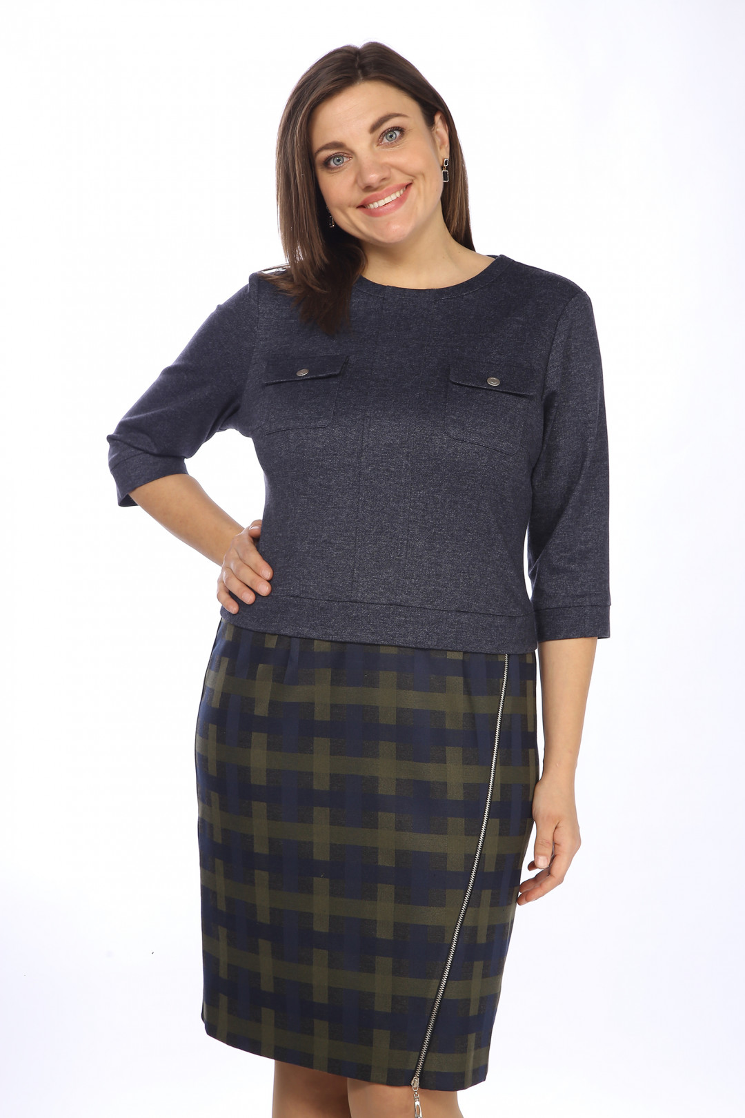 Платье LadyStyleClassic 900/2 Синий с зеленым - фото 2