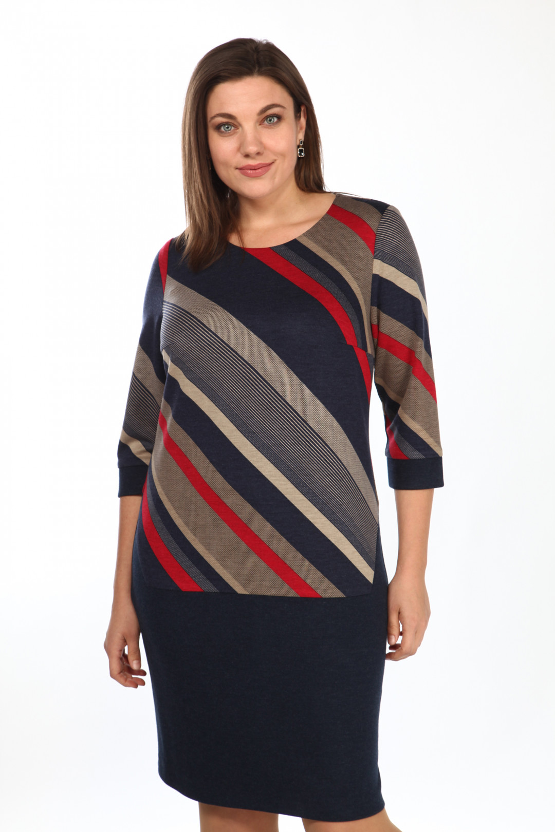 Платье LadyStyleClassic 988 Темно-синий с красным "Диагональ" - фото 2