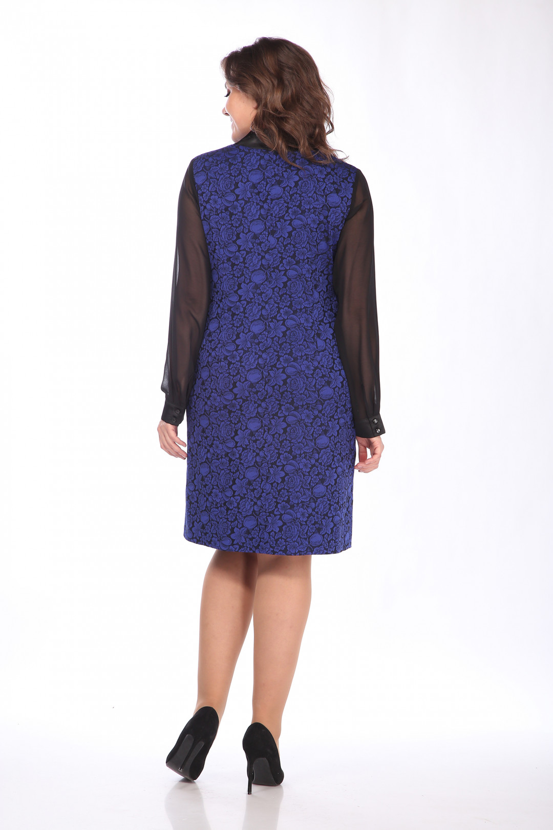 Платье LadyStyleClassic 990 Черный с васильковым - фото 4
