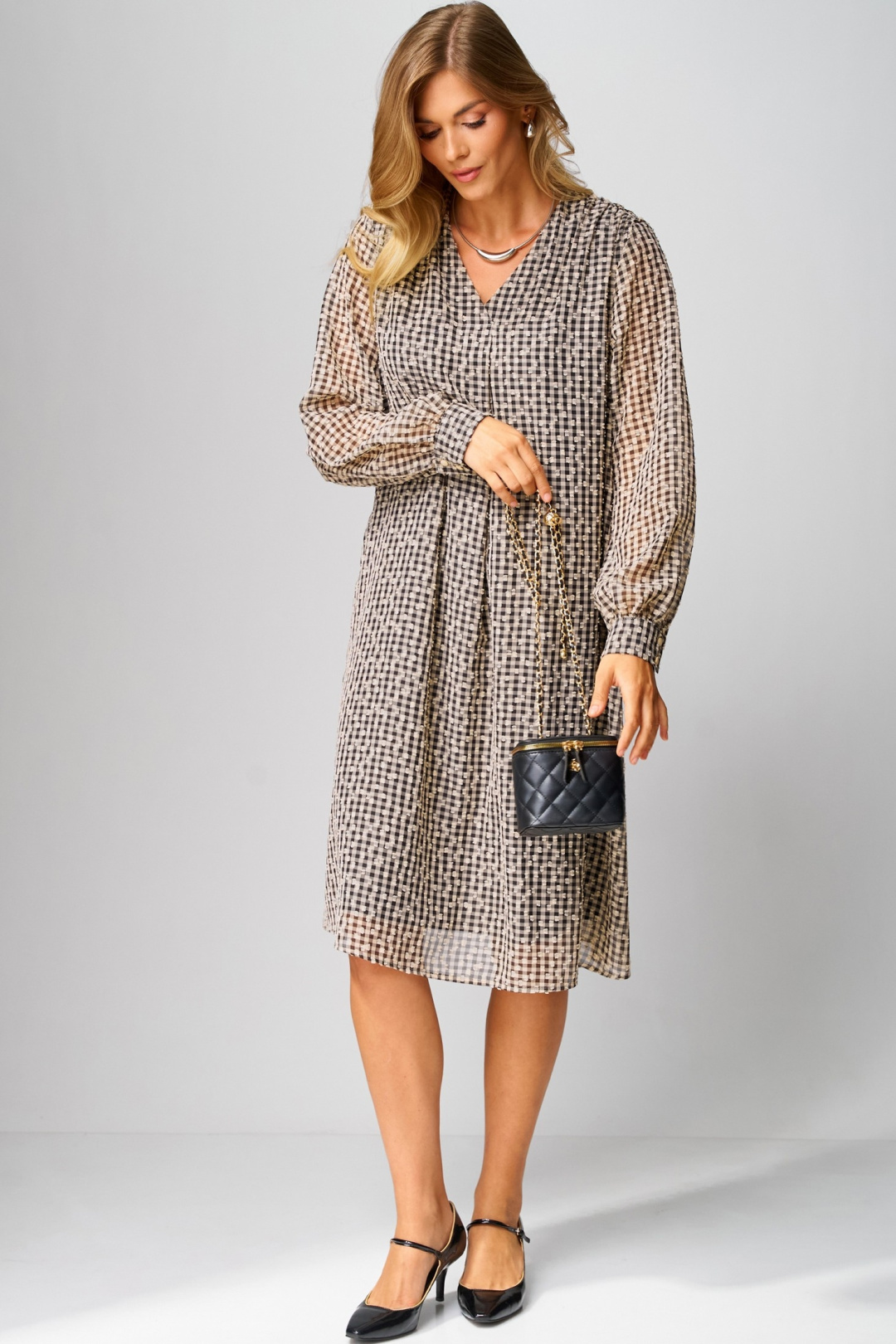 Платье LAIKONY L-053 серо- бежевый - фото 1