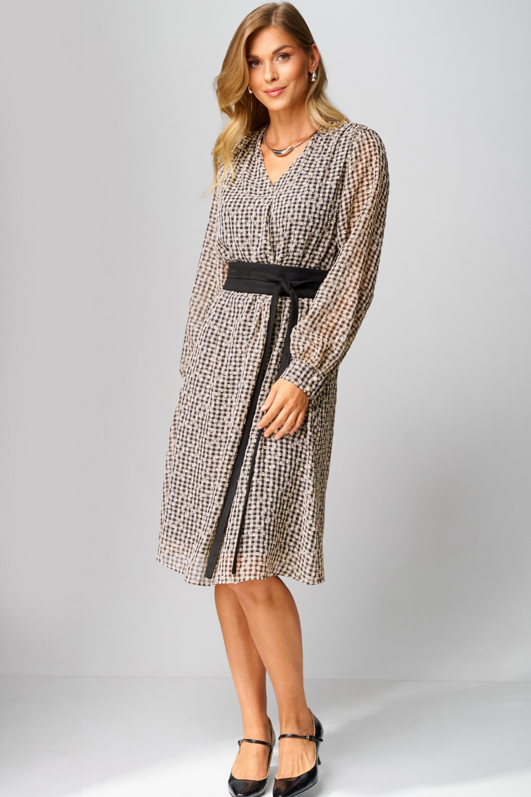 Платье LAIKONY L-053 серо- бежевый - фото 2