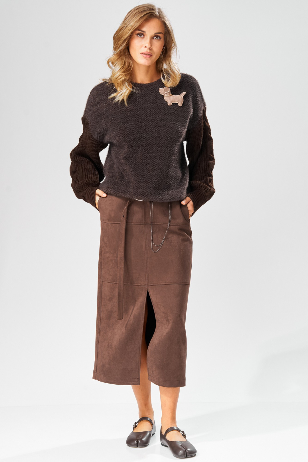 Джемпер LAIKONY L-093 шоколадный - фото 5