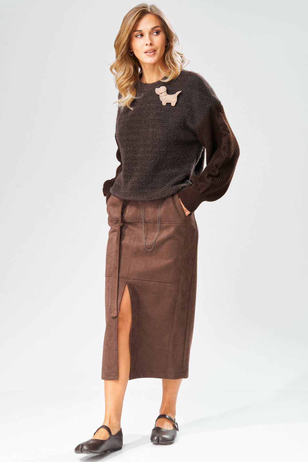 Джемпер LAIKONY L-093 шоколадный - фото 6