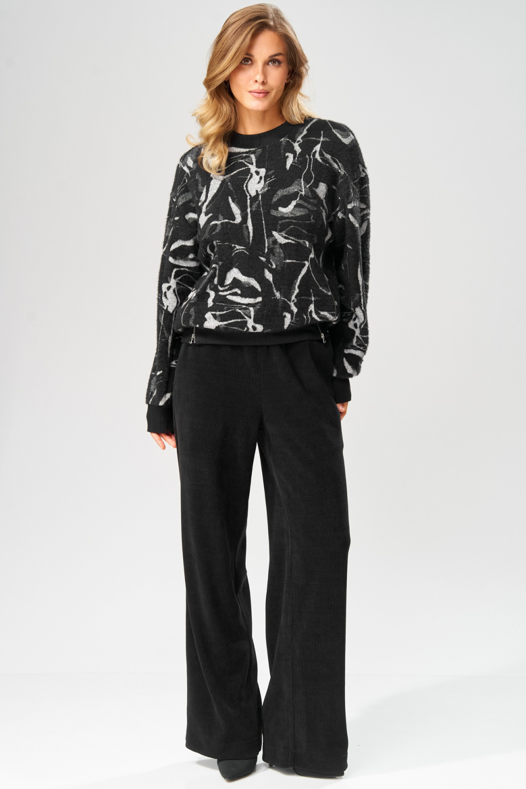 Джемпер LAIKONY L-104 серо-черный - фото 2