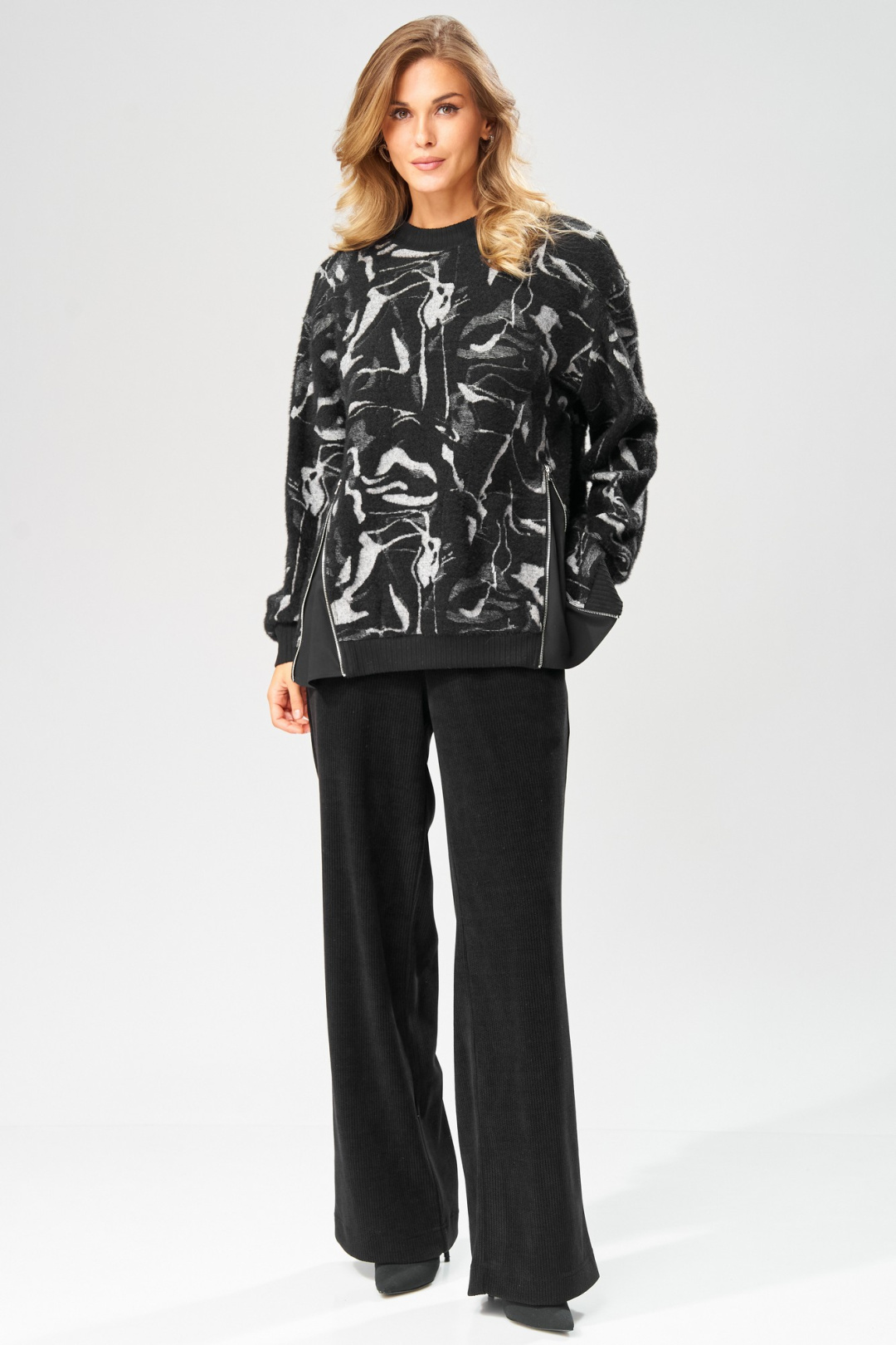 Джемпер LAIKONY L-104 серо-черный - фото 4