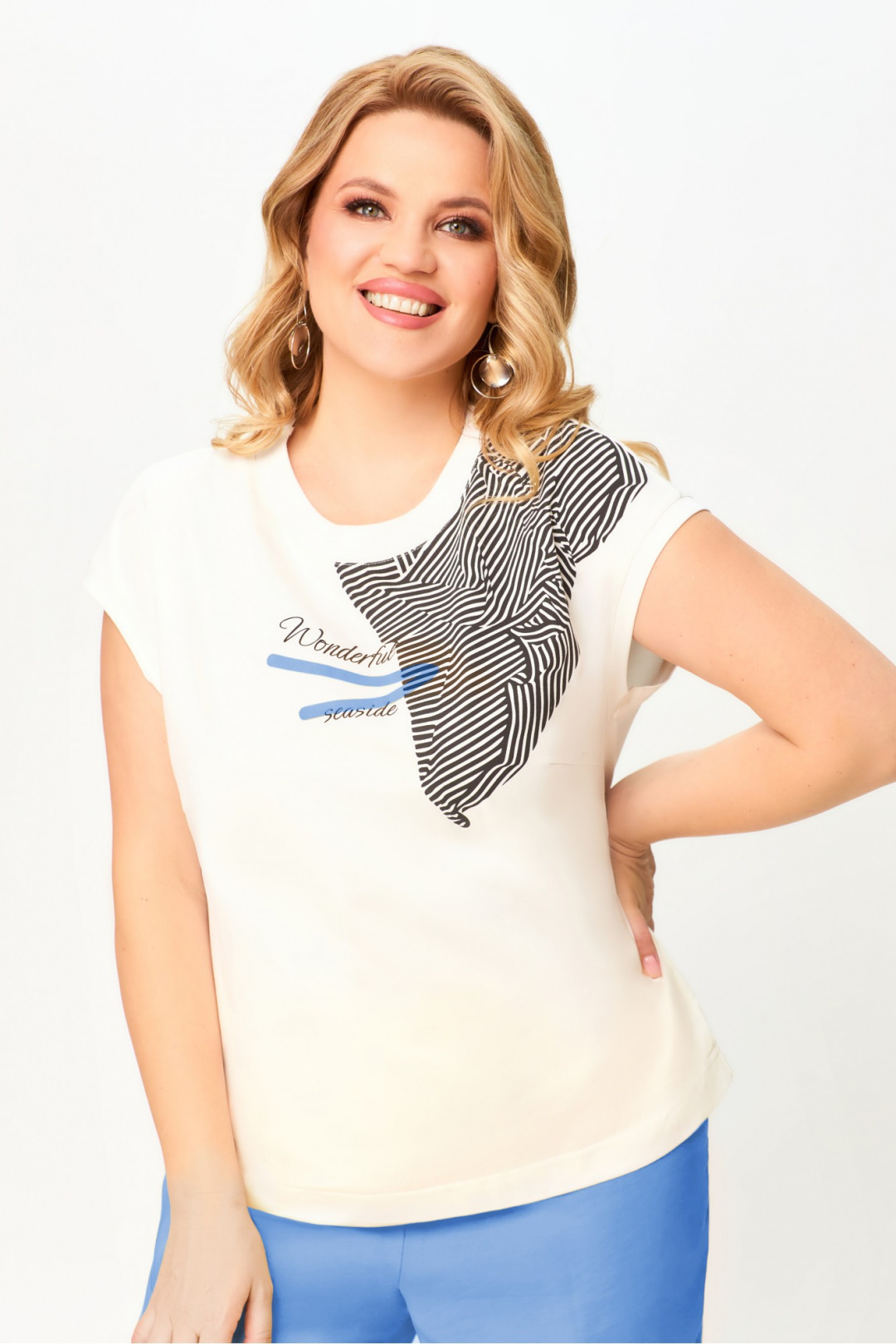 Джемпер LAIKONY L-291-1 бел+син - фото 1