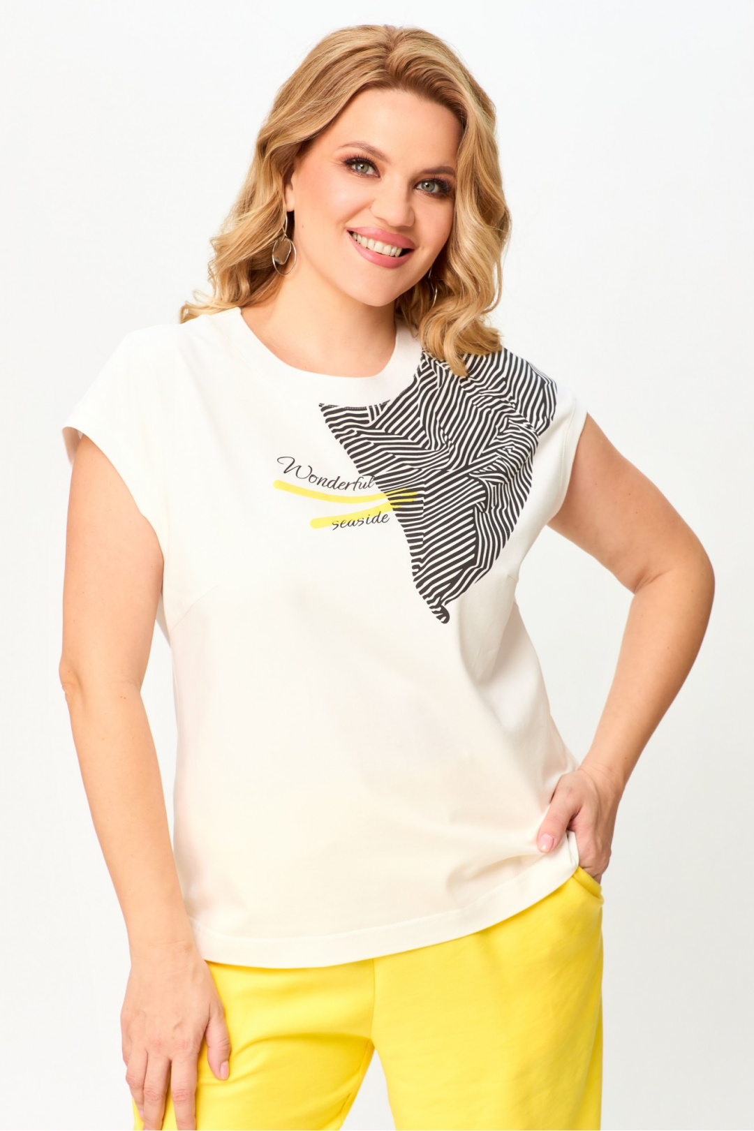 Джемпер LAIKONY L-291-1 бел+желт - фото 1