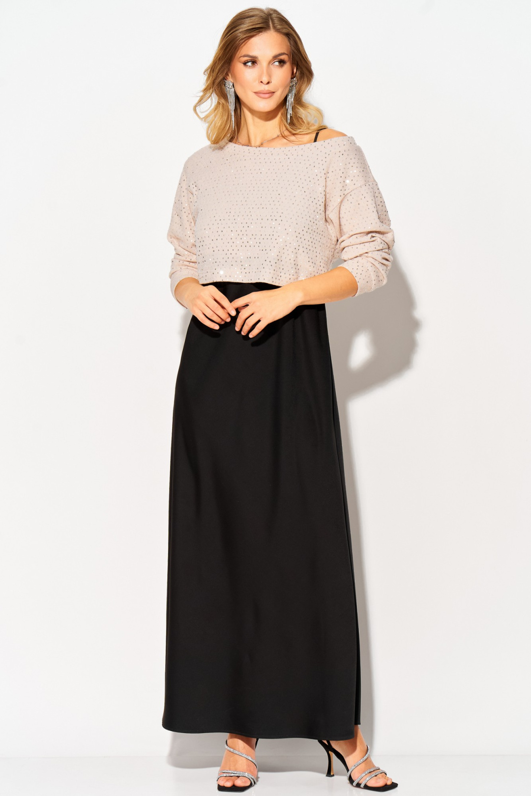 Костюм LAIKONY L-504 пудра+ черный - фото 1