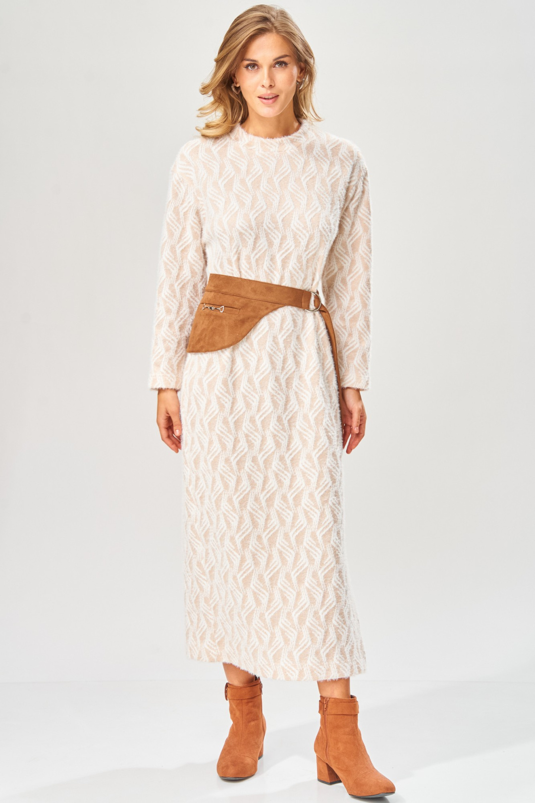 Платье LAIKONY L-573 бежевый - фото 1