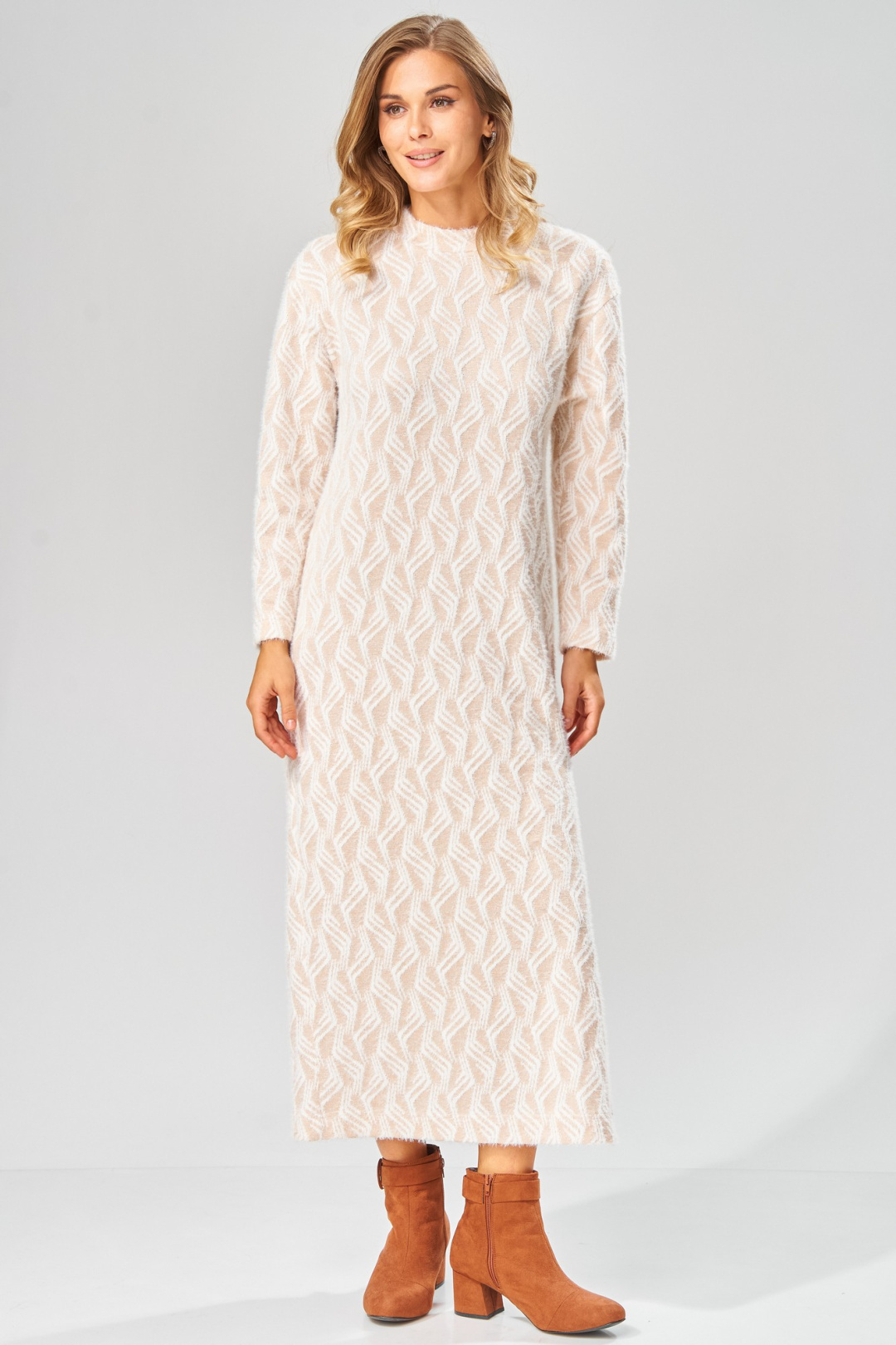 Платье LAIKONY L-573 бежевый - фото 2