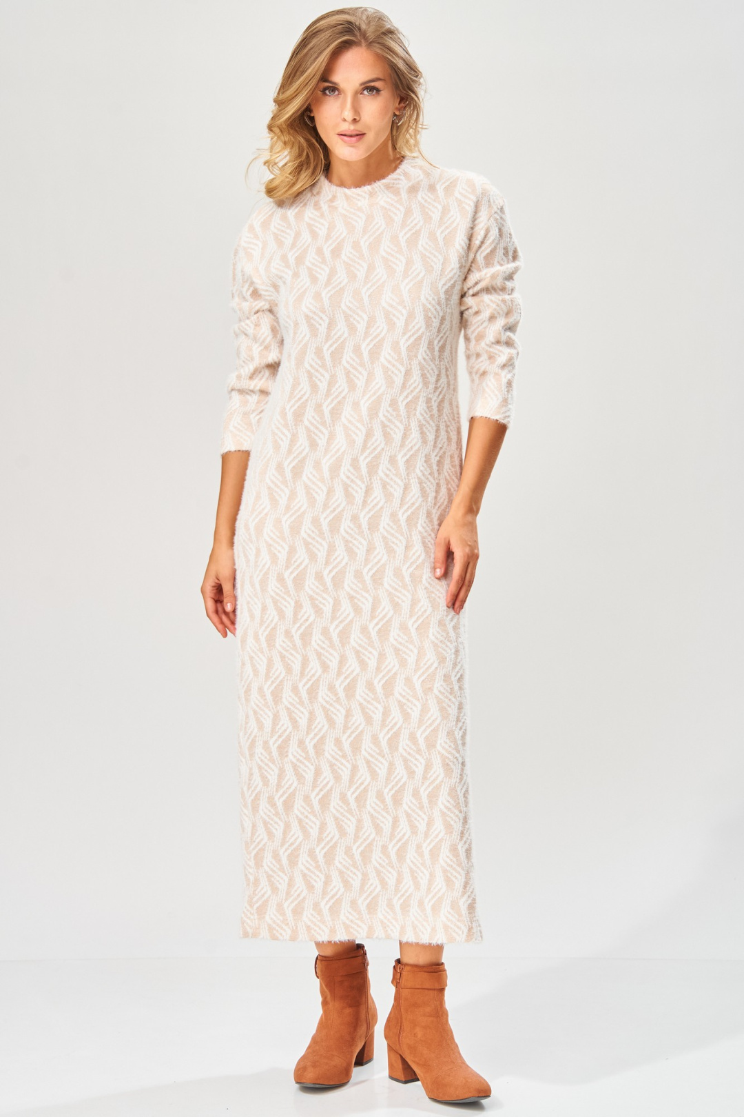 Платье LAIKONY L-573 бежевый - фото 3