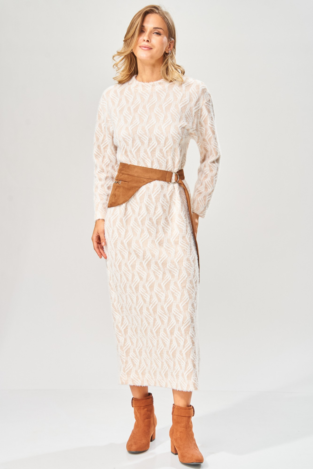 Платье LAIKONY L-573 бежевый - фото 4