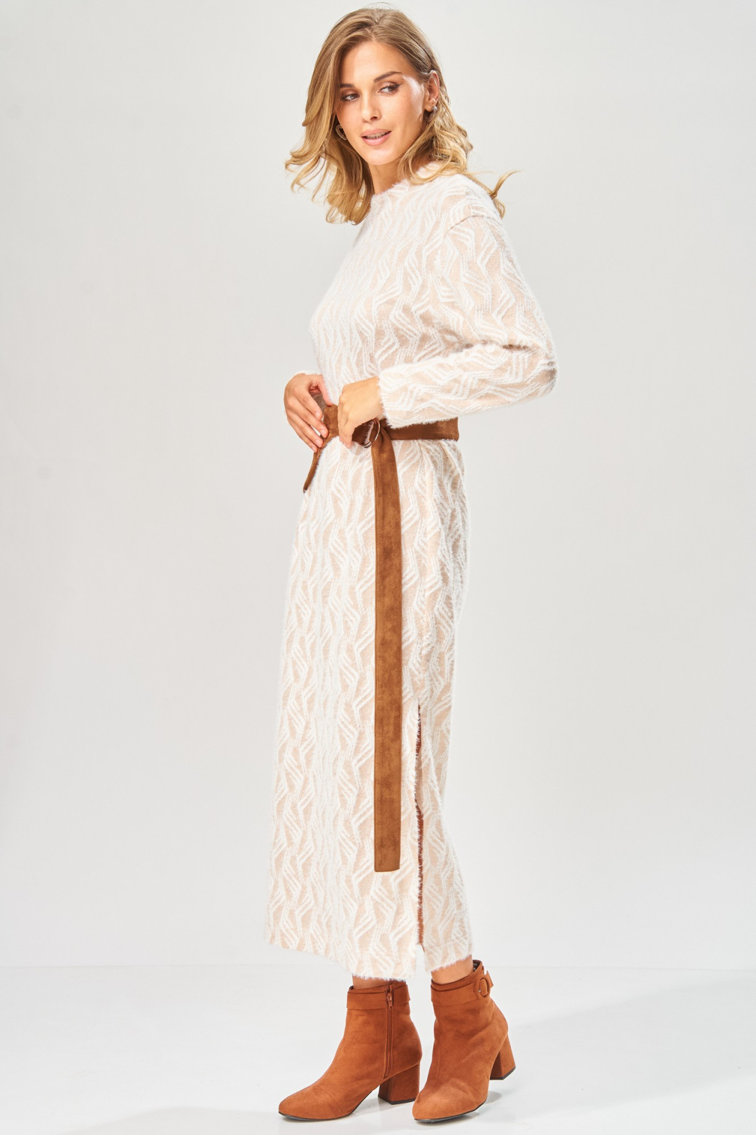 Платье LAIKONY L-573 бежевый - фото 5