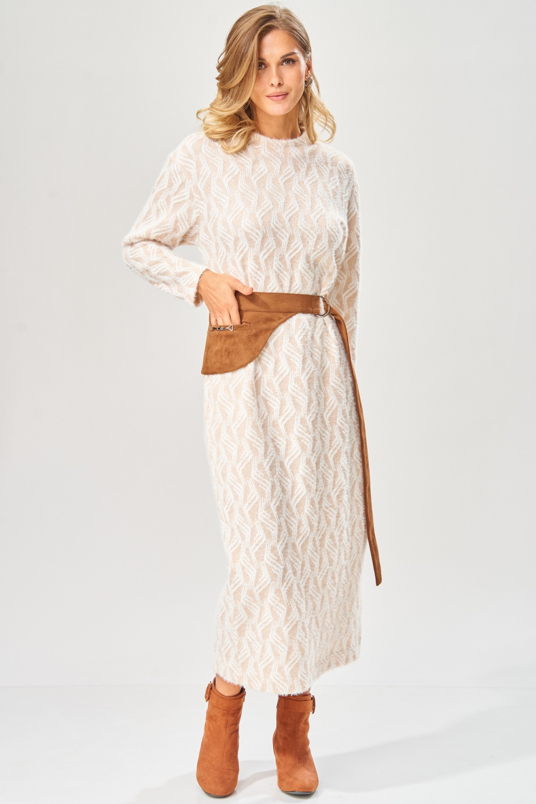 Платье LAIKONY L-573 бежевый - фото 6