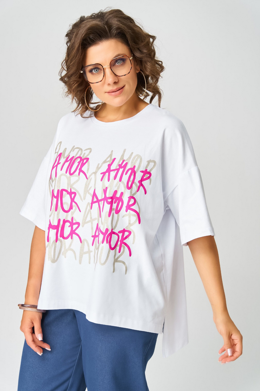 Футболка LARINI 082 белый + золотой amor