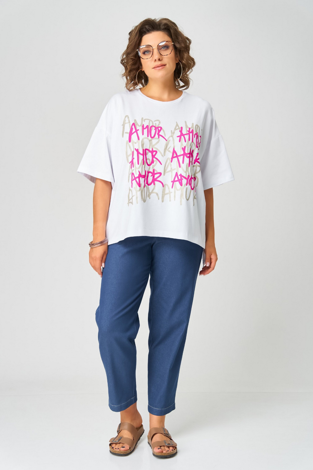 Футболка LARINI 082 белый + золотой amor
