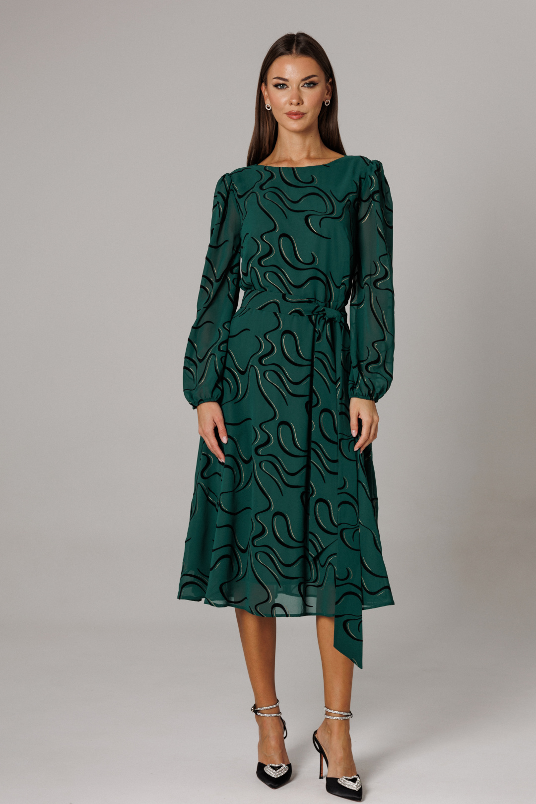 Платье Lars Style 1159 зеленый+черный - фото 1