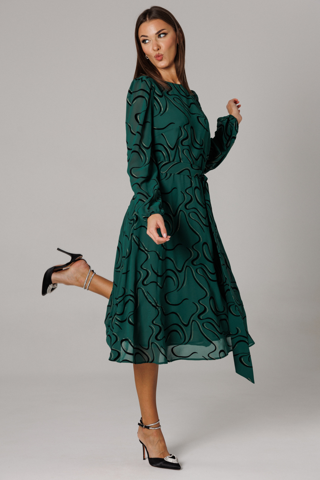 Платье Lars Style 1159 зеленый+черный - фото 4