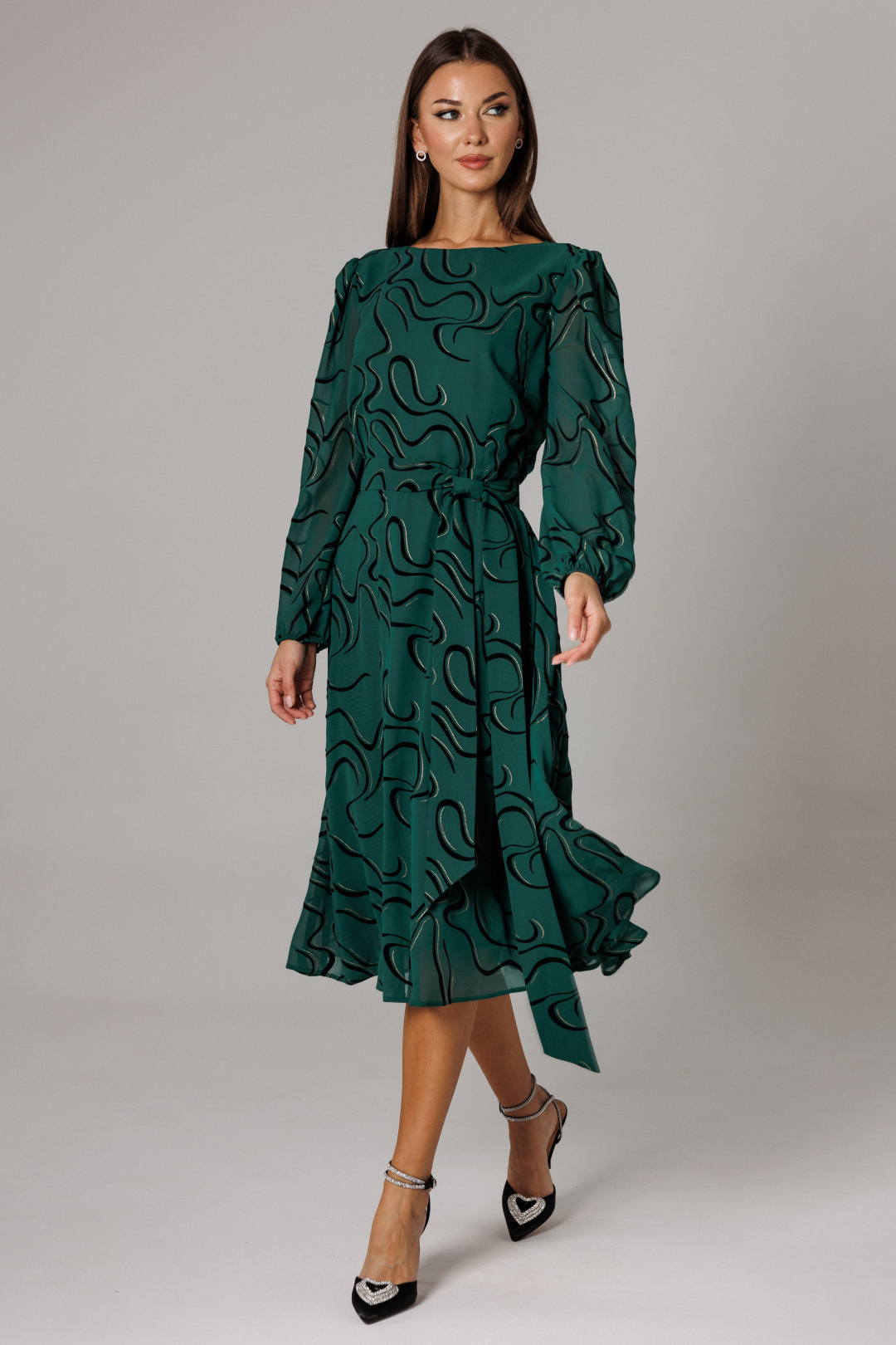 Платье Lars Style 1159 зеленый+черный - фото 5