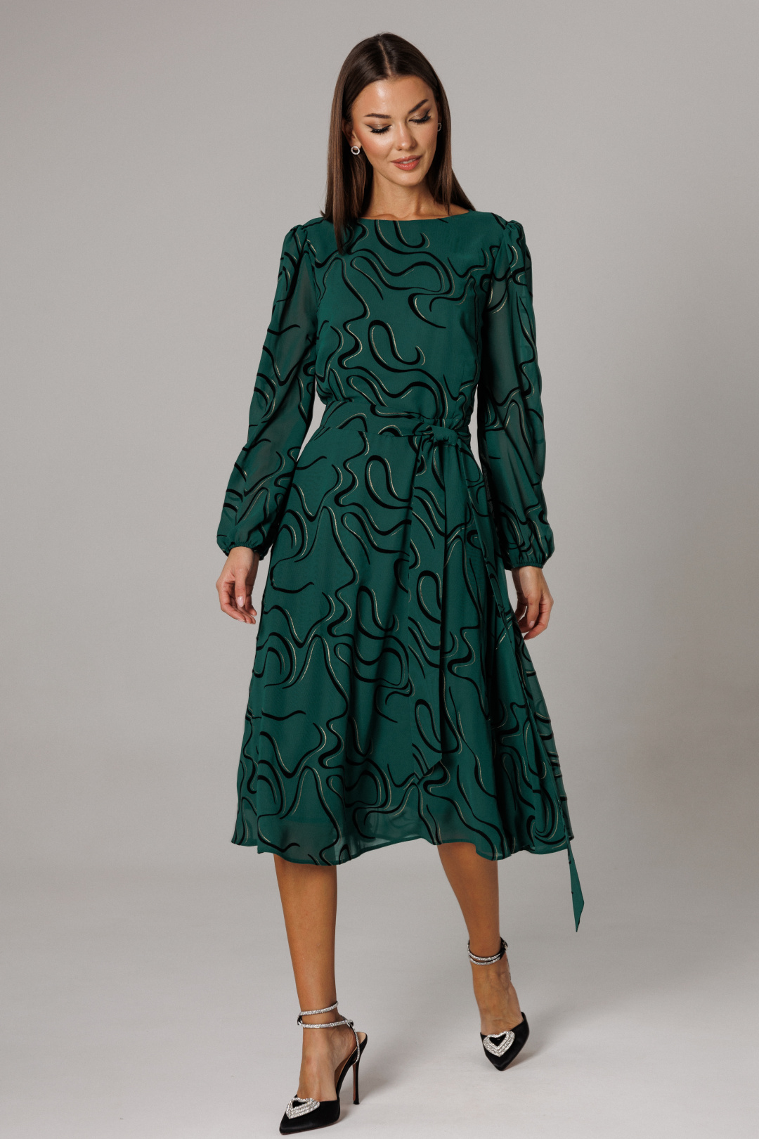 Платье Lars Style 1159 зеленый+черный - фото 6