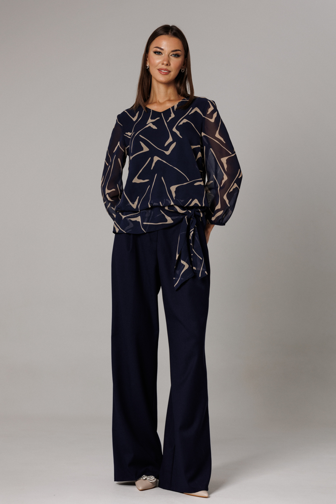 Костюм Lars Style 1162 синий+сине-бежевый принт - фото 1