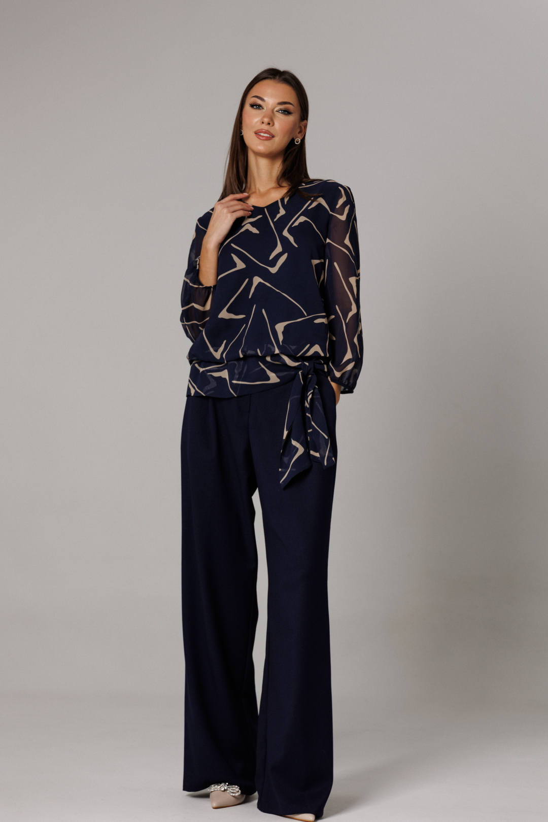 Костюм Lars Style 1162 синий+сине-бежевый принт - фото 2