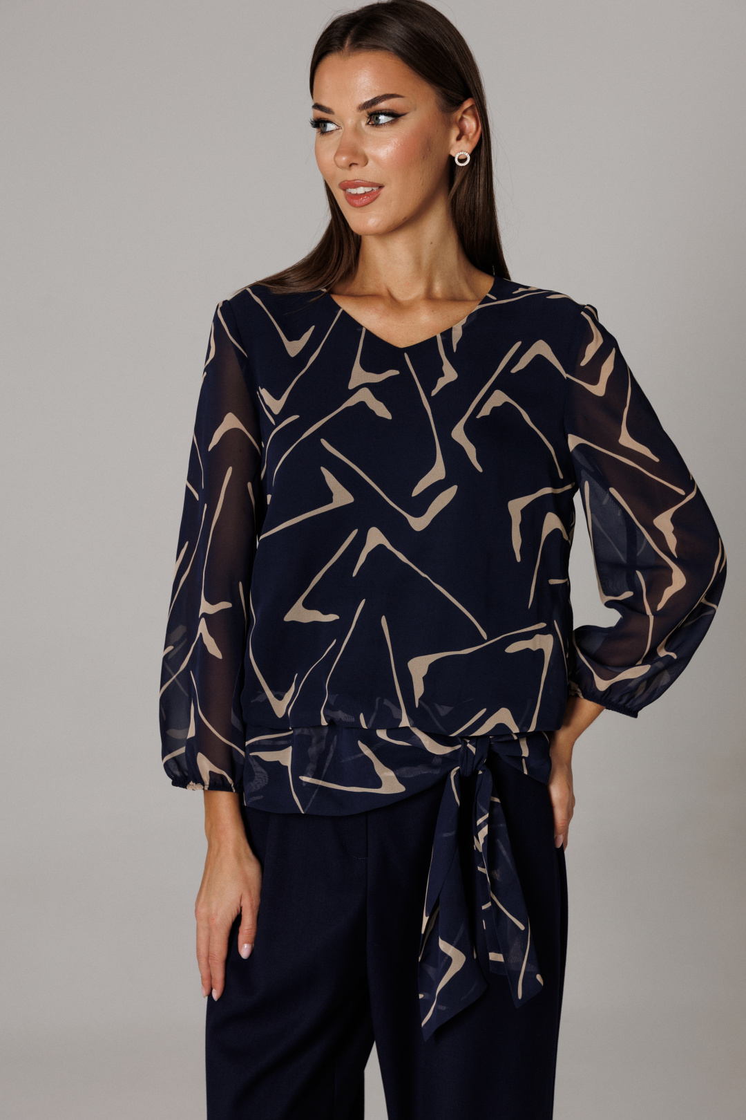 Костюм Lars Style 1162 синий+сине-бежевый принт - фото 3