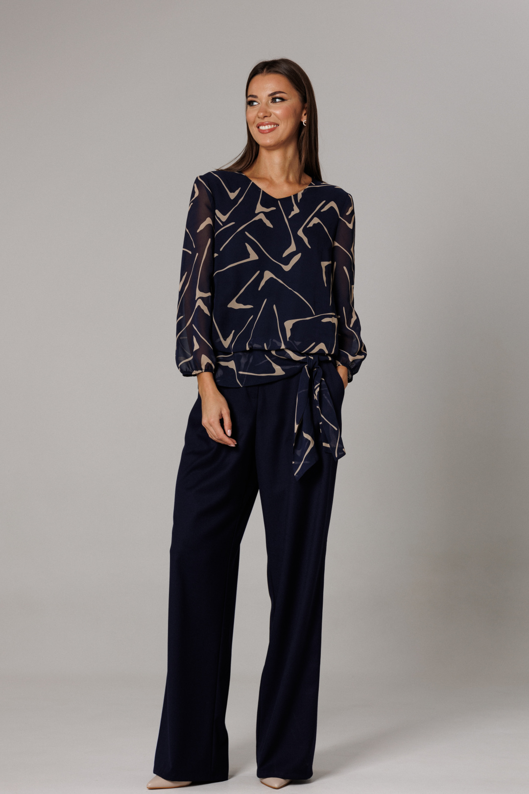 Костюм Lars Style 1162 синий+сине-бежевый принт - фото 5