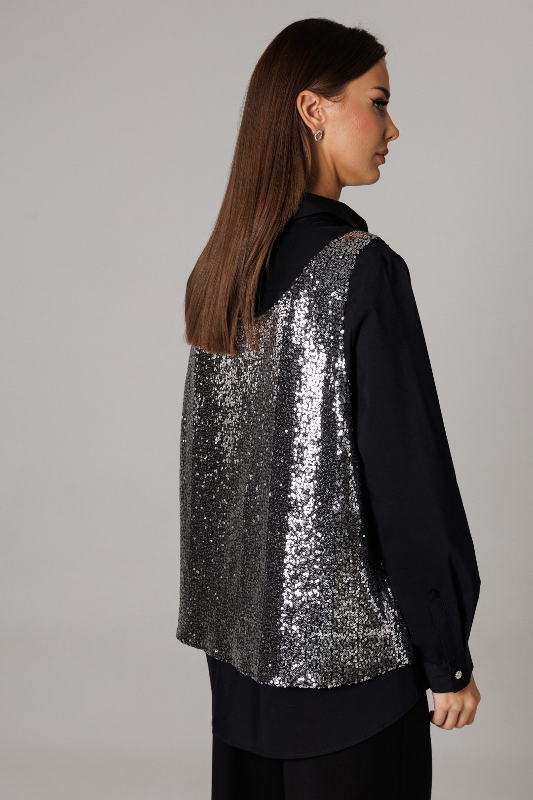 Блузка Lars Style 1168 черный+металлик - фото 4