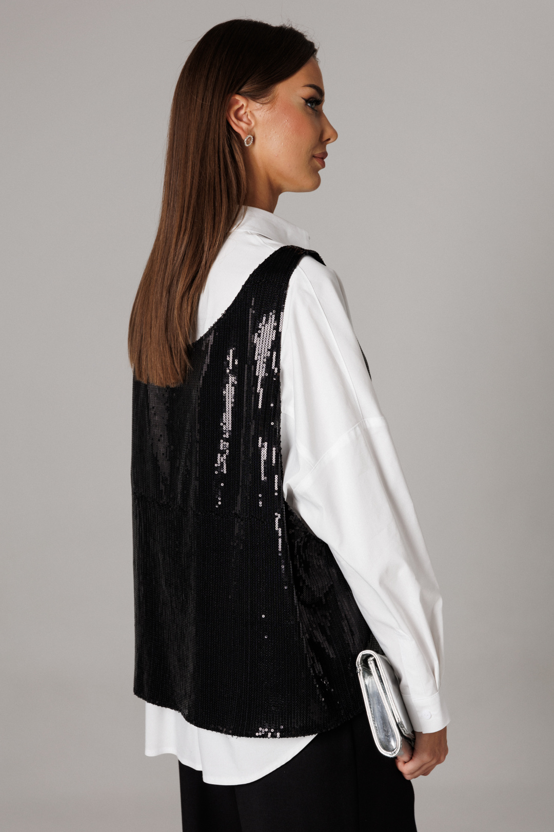 Блузка Lars Style 1171 черный+оттенки белого - фото 4