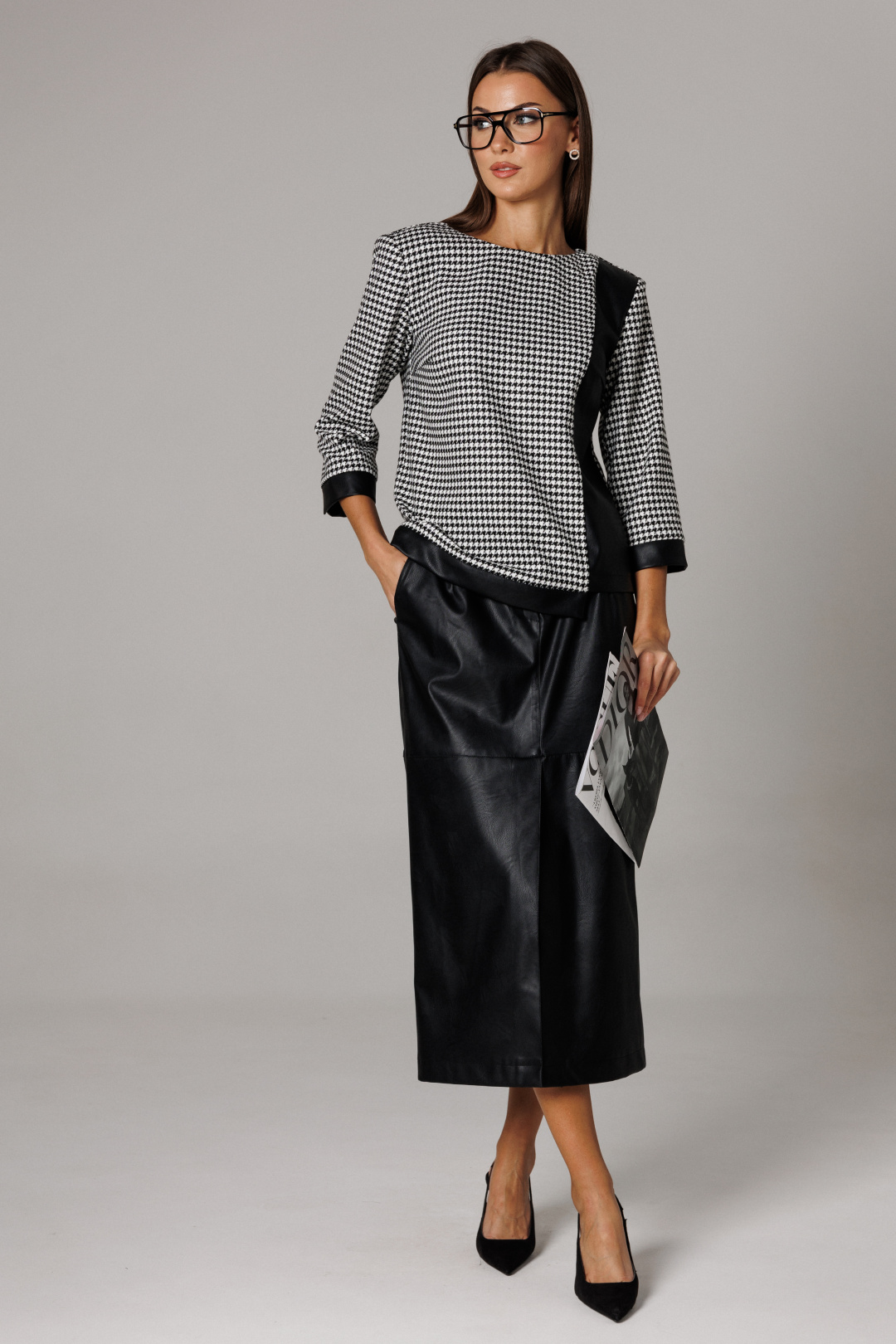 Костюм Lars Style 1174 черный+молочно-черный принт - фото 1