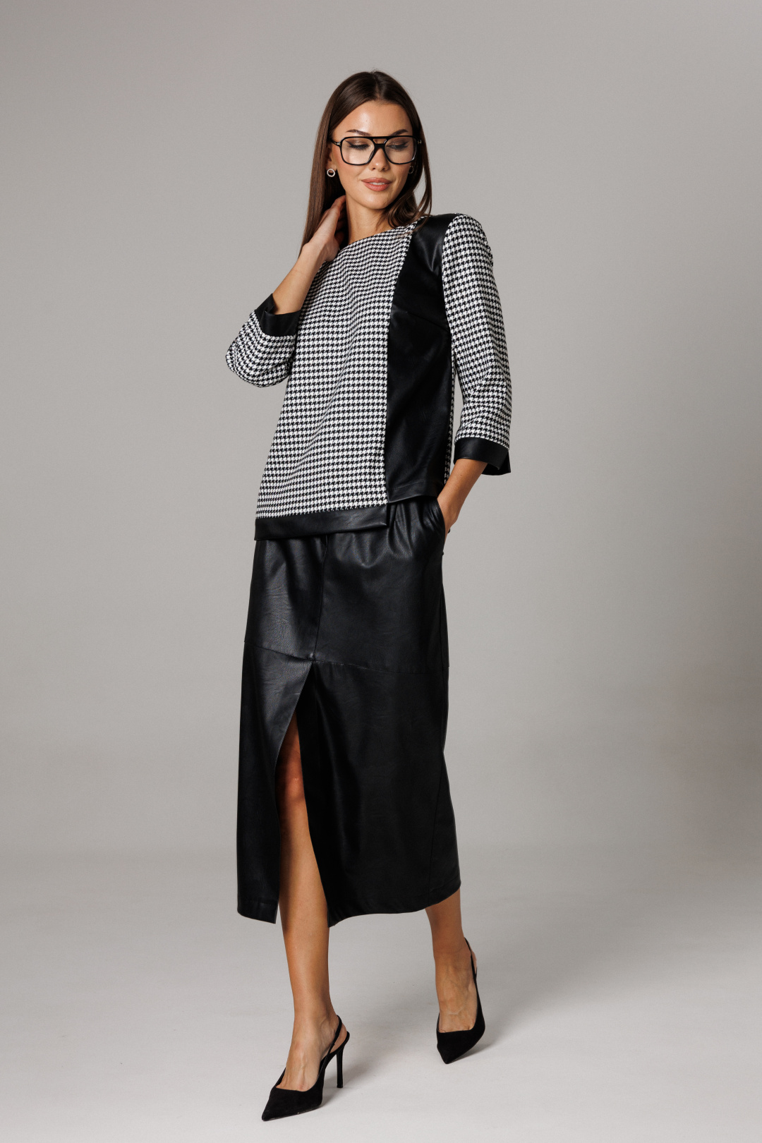 Костюм Lars Style 1174 черный+молочно-черный принт - фото 2