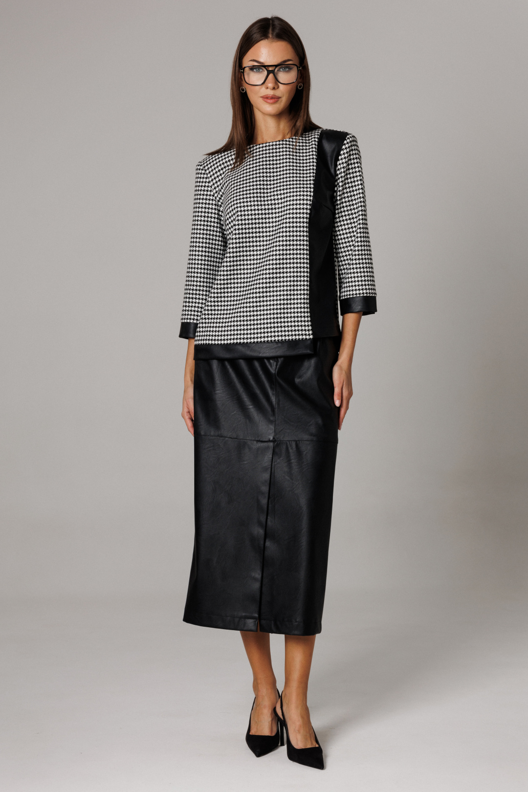 Костюм Lars Style 1174 черный+молочно-черный принт - фото 4