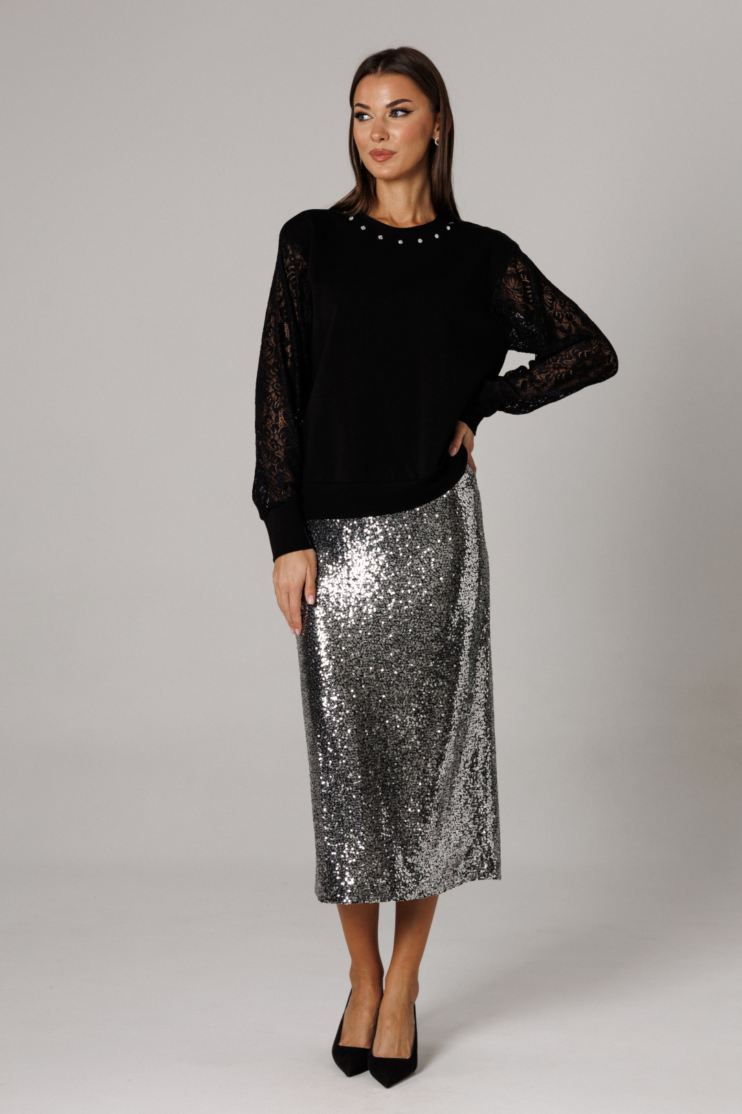 Костюм Lars Style 1182 черный+металлик - фото 1