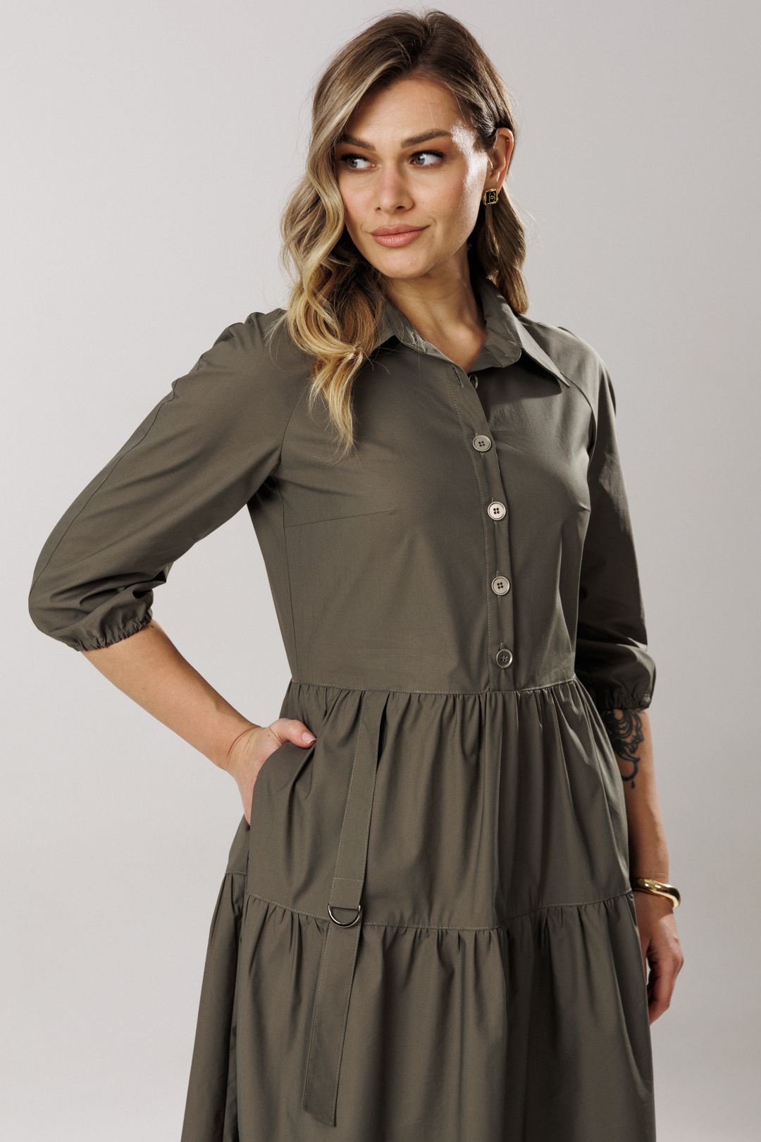 Платье Lars Style 1203/1 хаки - фото 4