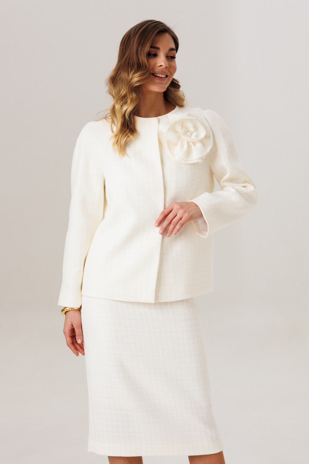 Костюм Lars Style 1208-1 молочный+оттенки сливочного масла - фото 3