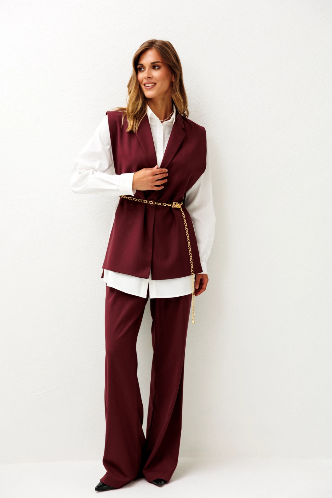 Костюм Lars Style 1246 оттенки бордо+молочного